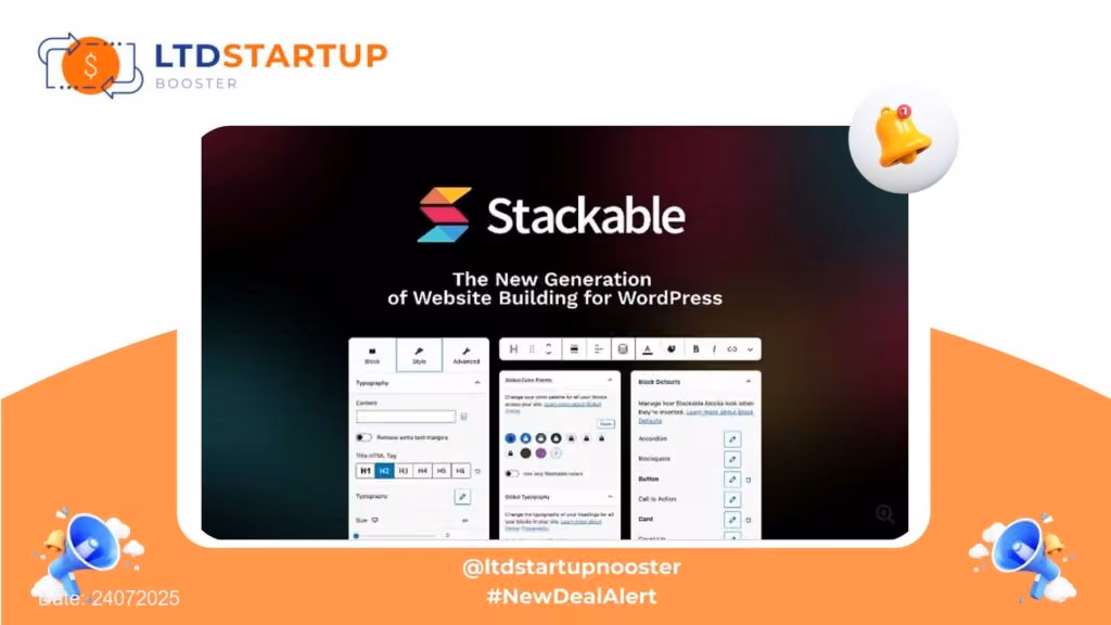 New Lifetime Deal - Stackable - Build premium, responsive WordPress websites. cover