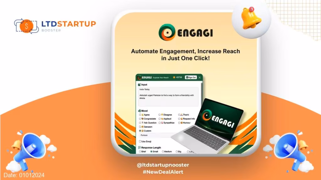 New LTD Alert - Engagi AI : Boost Social Media Engagement & Reach lifetime deal cover