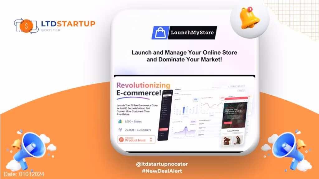 New LTD Alert - LaunchMyStore : Launch your online e-commerce store in just Few seconds! cover