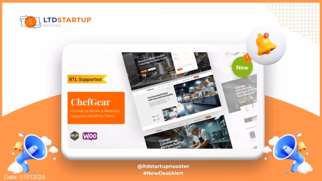 ChefGear - Commercial kitchen & Restaurant Equipment WordPress Theme cover