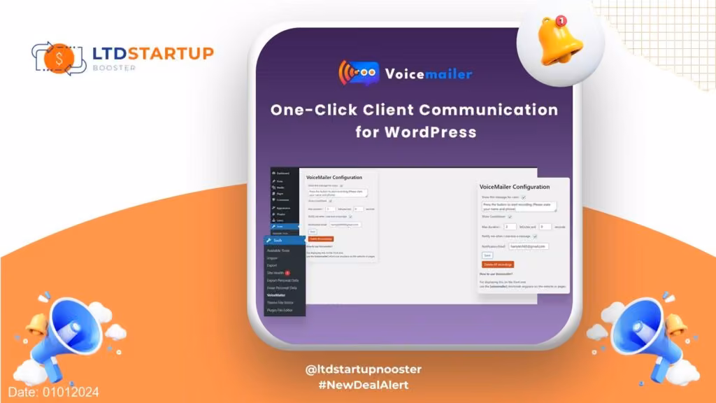 New LTD Alert - Voicemailer : WordPress voice mail plugin for client communication cover