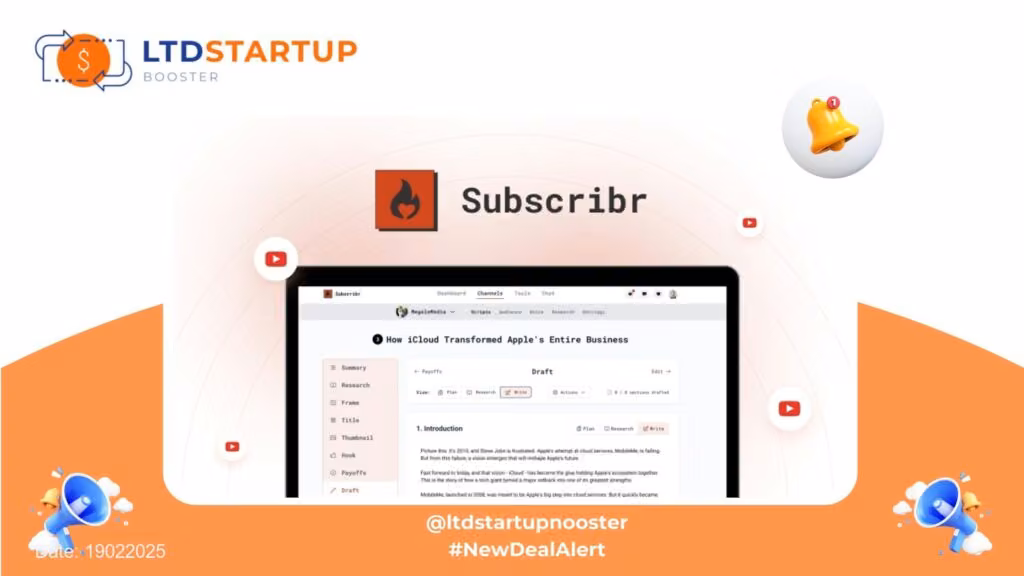 [New LTD] Subscribr - AI scripts w/ viral hooks for YouTube cover
