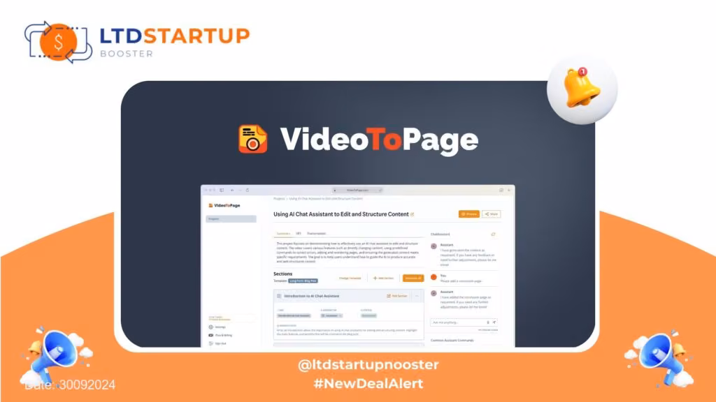 [New LTD] VideoToPage - Turn video & audio into text content cover