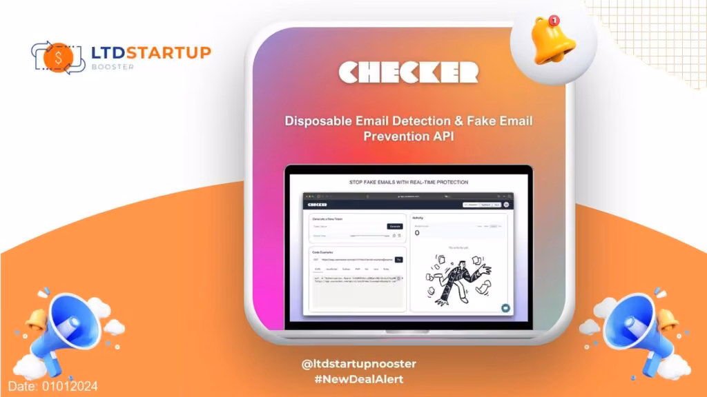 New LTD Alert - Checker: Block Fake Sign-Ups In Real-Time Lifetime Deal cover