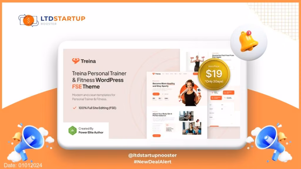 Treina – Personal Trainer & Fitness FSE WordPress Theme cover